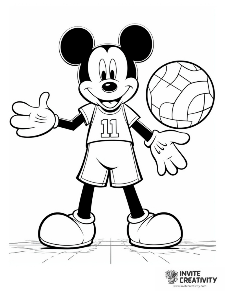 Cute Mickey Mouse Playing Volleyball