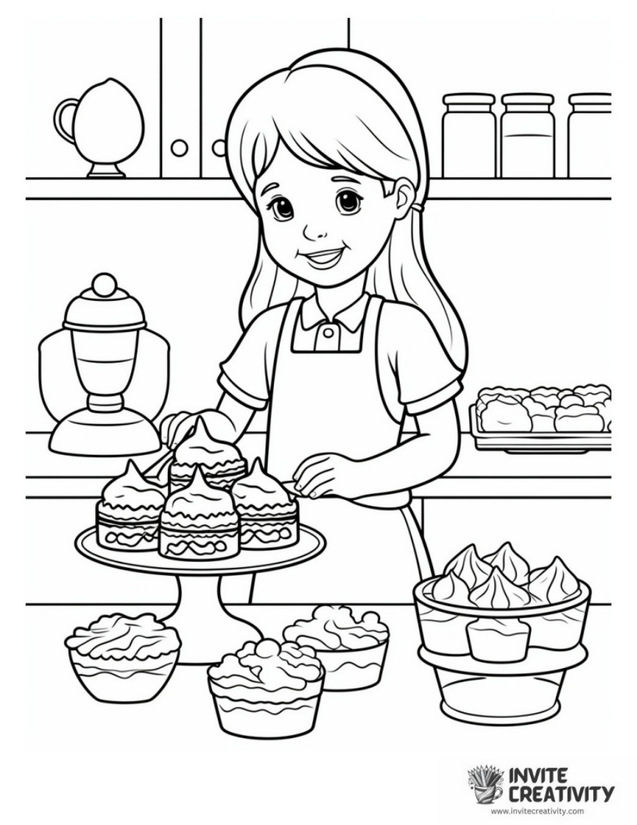 Girl Making a Dessert