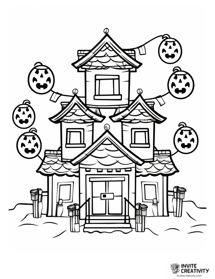 Haunted House with Floating Lanterns