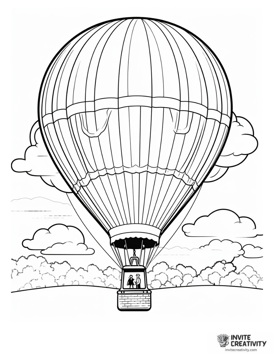 Hot Air Balloon Against Orange Sunset Sky