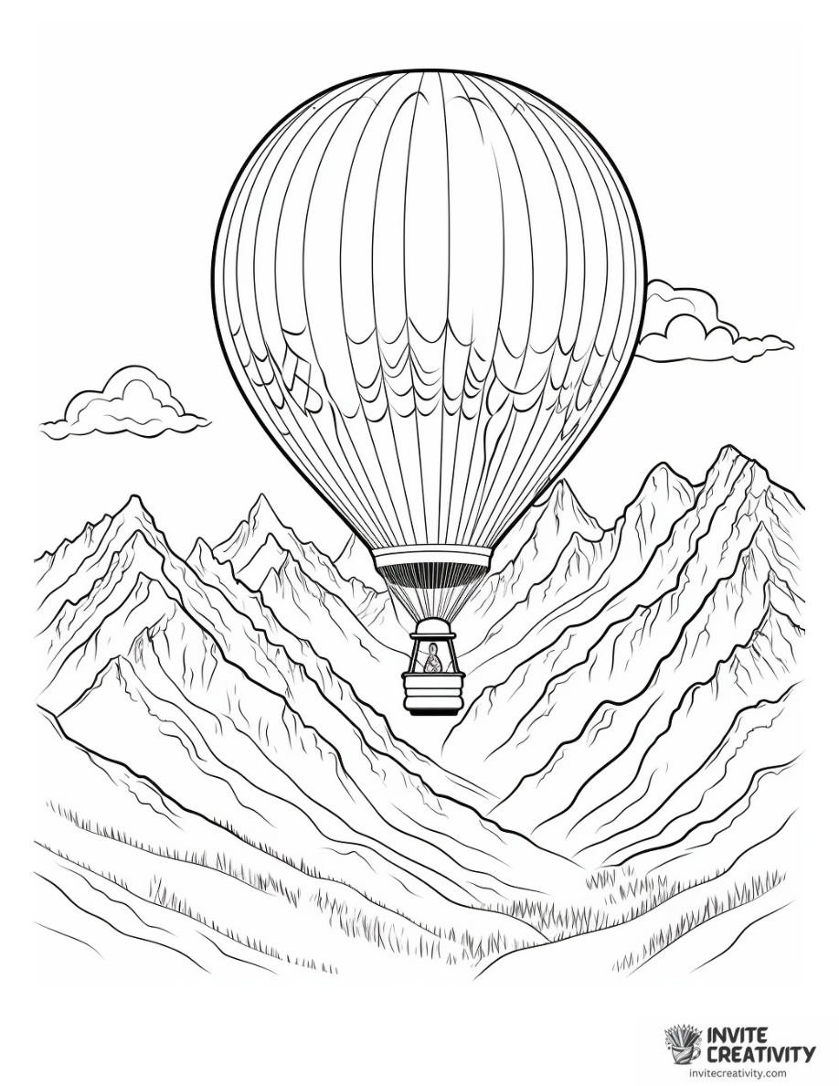 Hot Air Balloon in Mountain Landscape