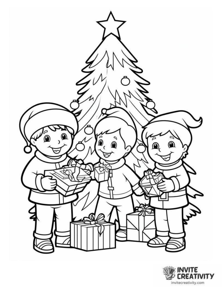 Kids Opening Gifts on Christmas Eve