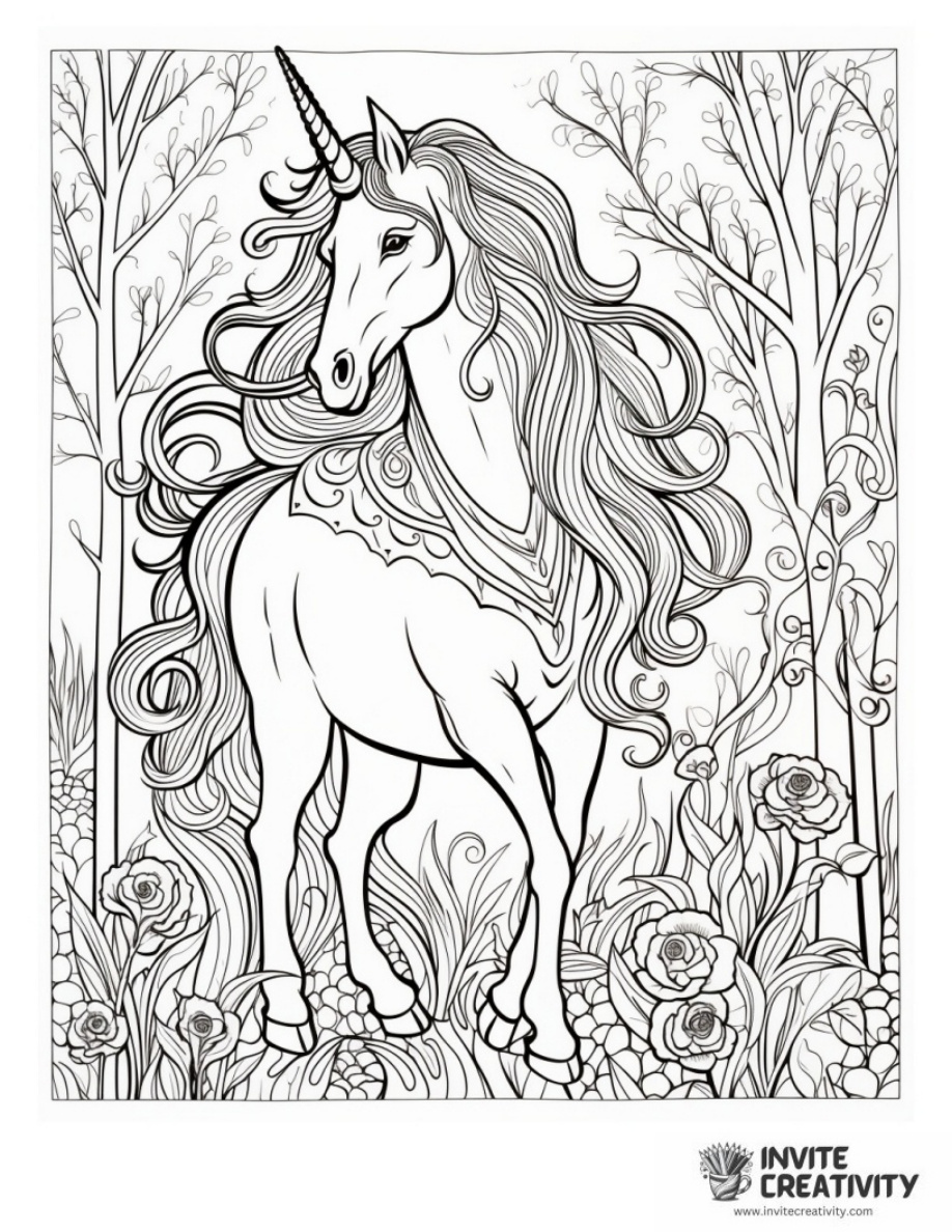 Magical Unicorn with Long Hair