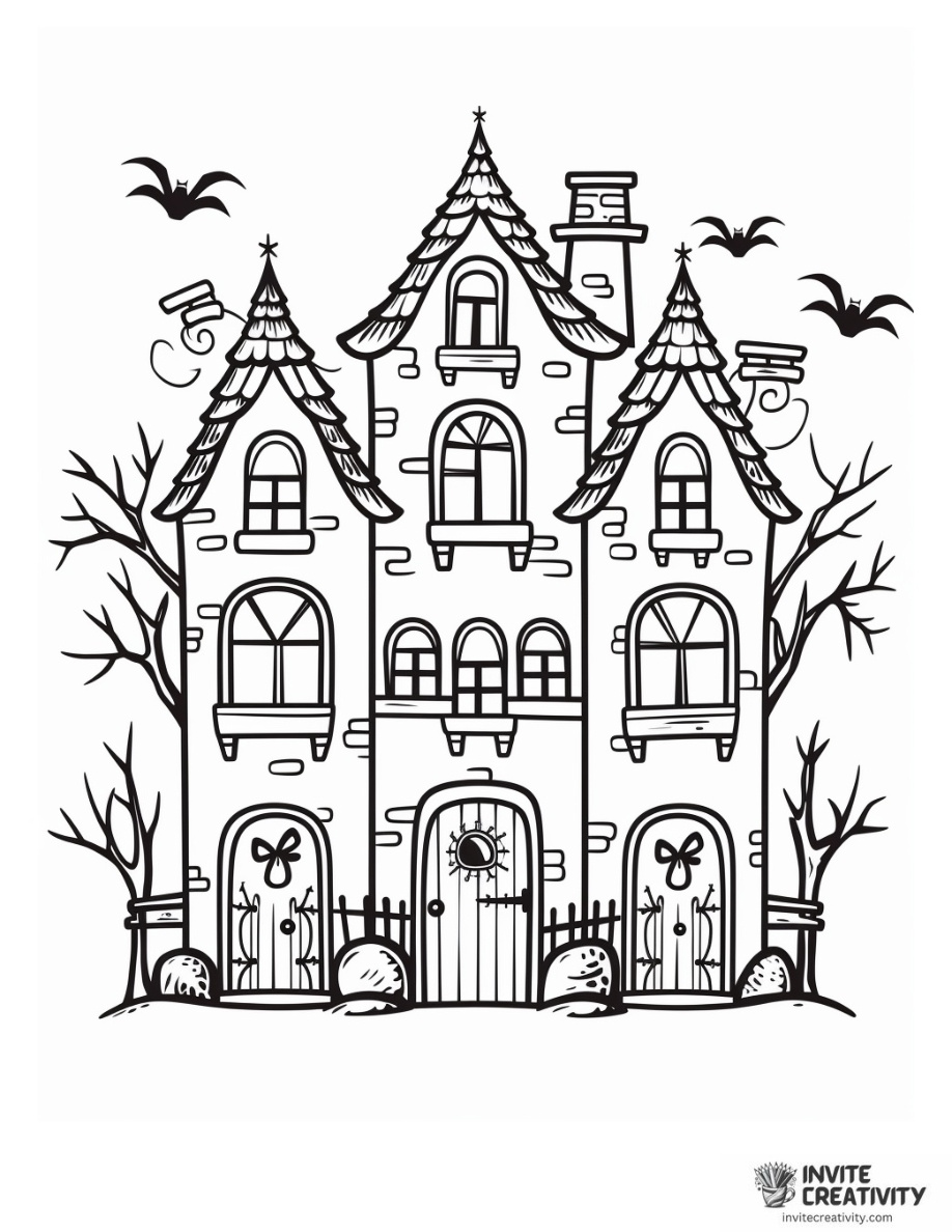 Simple Haunted House with Spiders