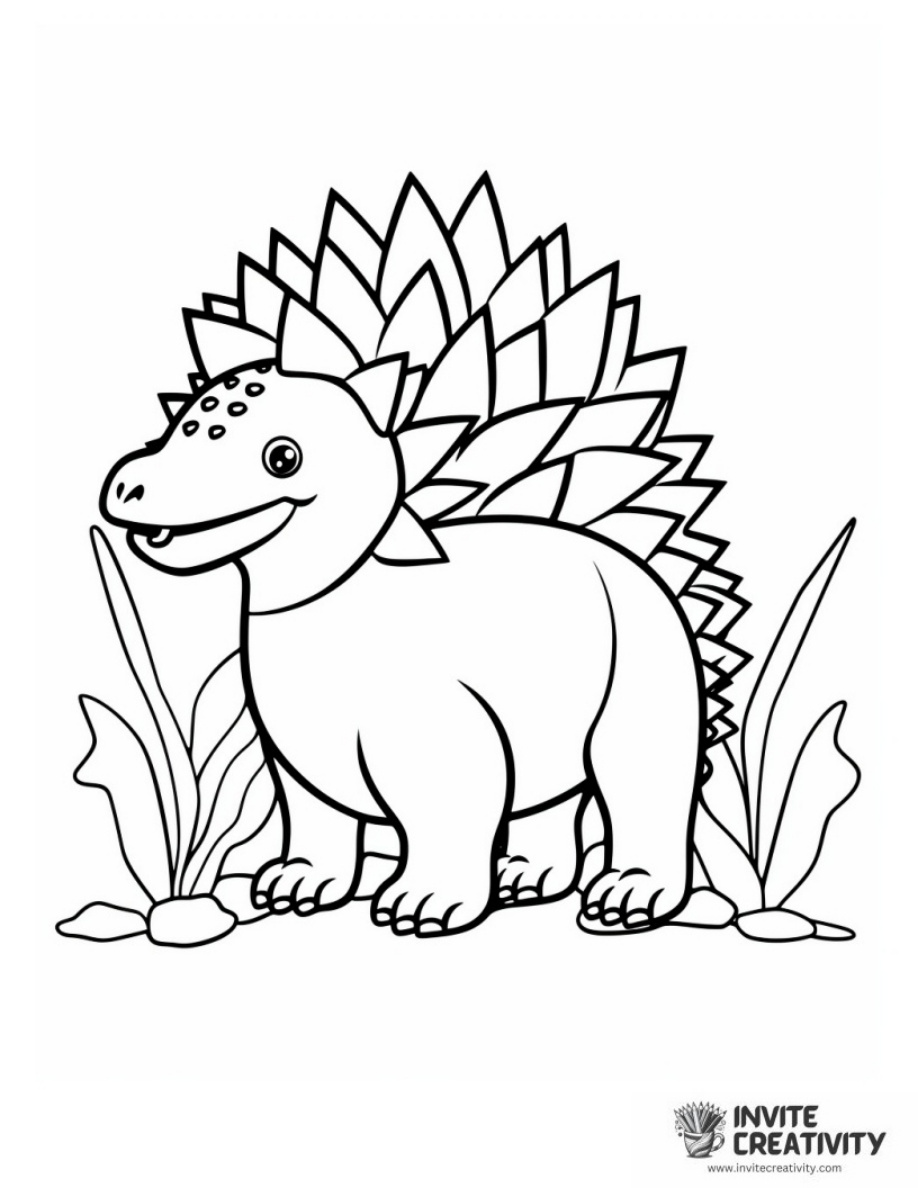 Stegosaurus Funny Cartoon Style