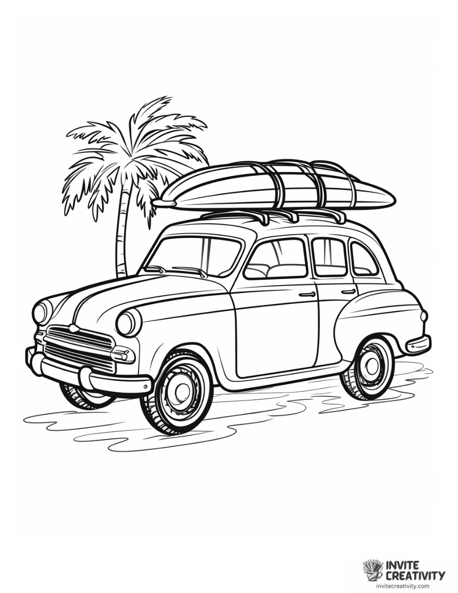 Surfboard on Car Roof